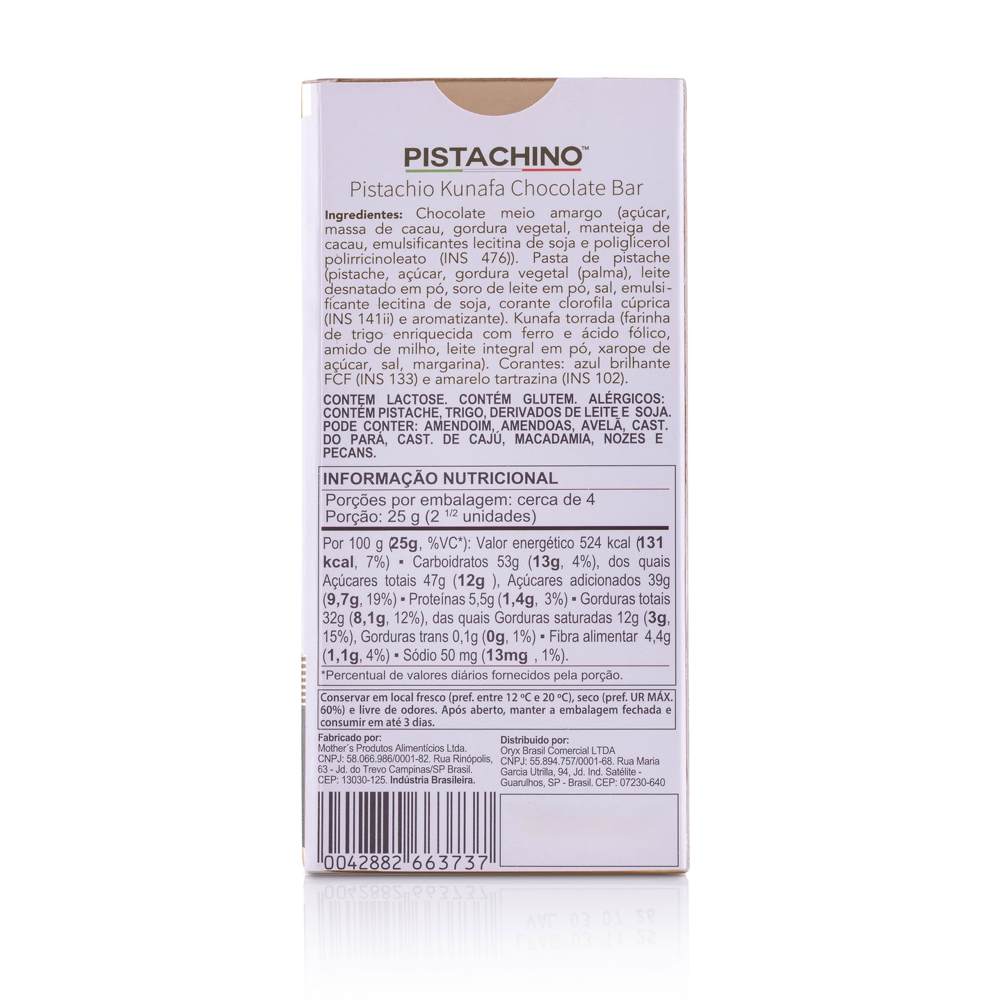CHOCOLATE DUBAI MEIO AMARGO COM PISTACHE E KUNAFA 80G