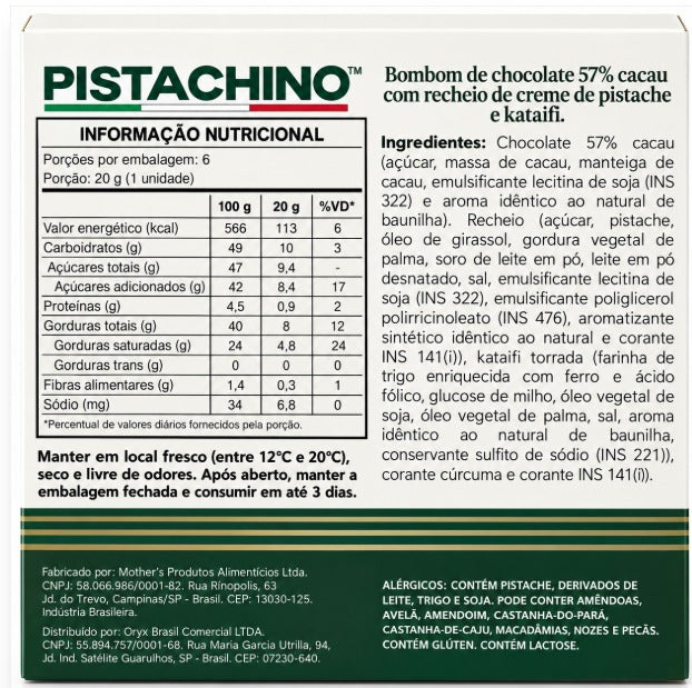 UNO DUBAI CHOCOLATE 57% PISTACHINO — PACK 120g