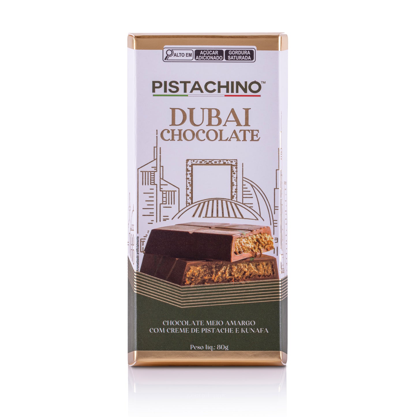 CHOCOLATE DUBAI MEIO AMARGO COM PISTACHE E KUNAFA 80G