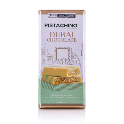 BARRA DE CHOCOLATE DUBAI BRANCO COM PISTACHE E KUNAFA 80G - PISTACHINO