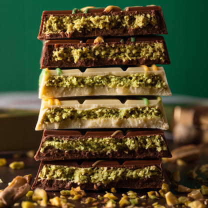 BARRA DE CHOCOLATE DUBAI BRANCO COM PISTACHE E KUNAFA 80G - PISTACHINO