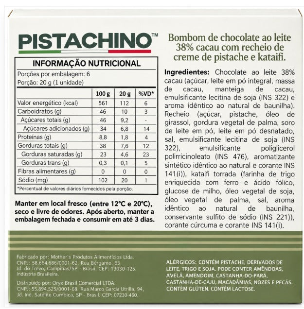 UNO DUBAI CHICILATE 38%  PISTACHINO — PACK 120g