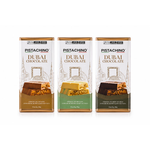 KIT 3 BARRAS DE CHOCOLATE 80G PISTACHE KUNAFA  - SORTIDO