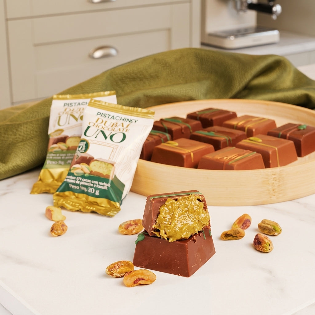 UNO DUBAI CHOCOLATE 57% PISTACHINO — PACK 120g