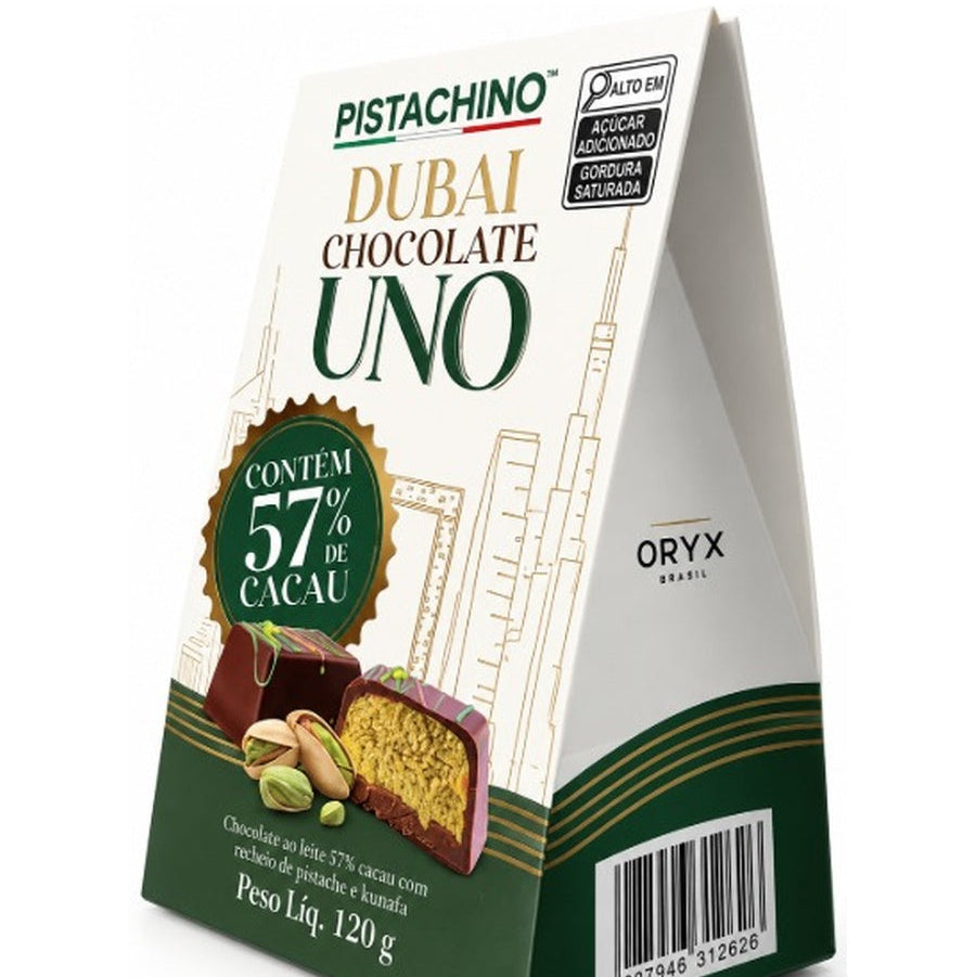 UNO DUBAI CHOCOLATE 57% PISTACHINO — PACK 120g
